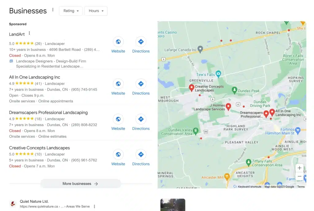 local search for landscaper local pack